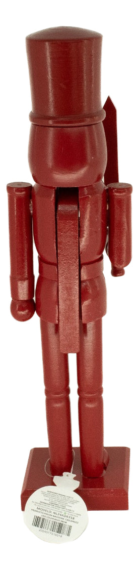 Cascanueces Rojo Navideño De Madera 2 Piezas 26x7x7
