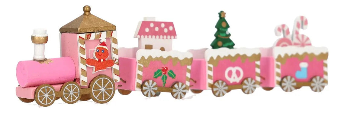 Tren Decorativo Lluvia De Madera Mundo De Caramelos 20 Cm