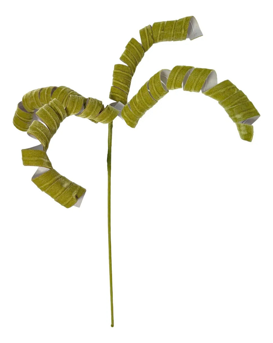 Vara Navideña Lluvia con Curlis Verde Olivo 40cm