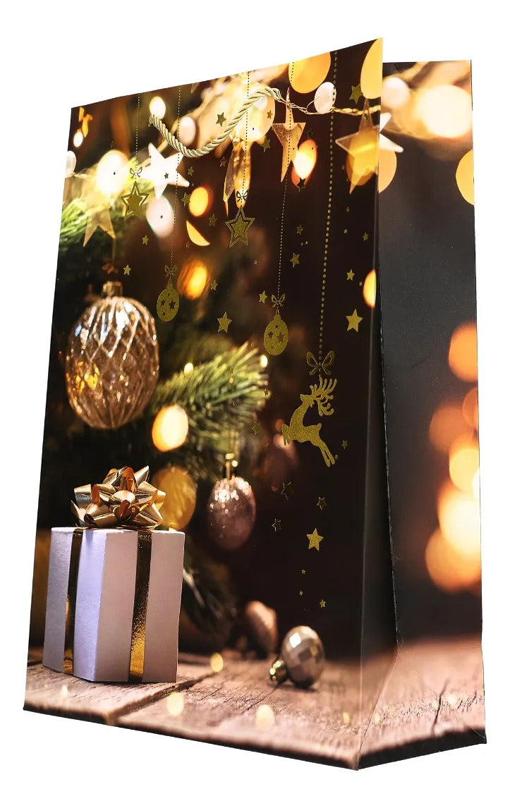 Bolsas de Regalo Navideñas Lluvia Luces Cálidas 12 Pzas