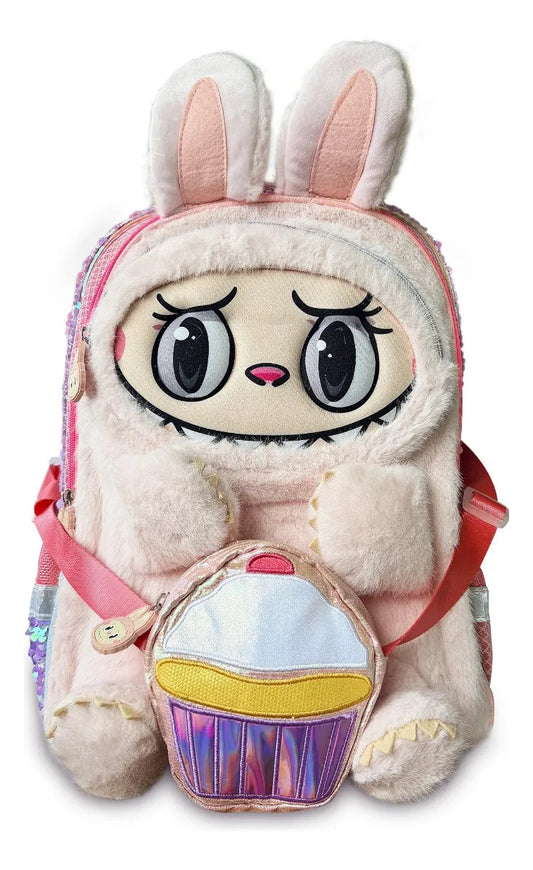 Mochila Escolar Monster Rosa Panquecito Desmontable