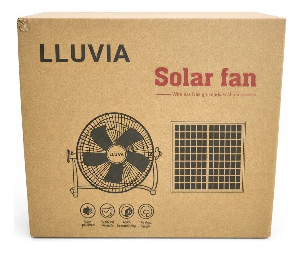 Ventilador Negro Solar Recargable 16 Con Panel Incluido
