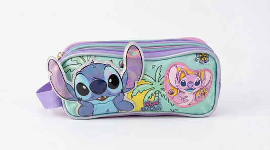 Lapicera Escolar Ruz Stitch Y Angel Doble Compartimento