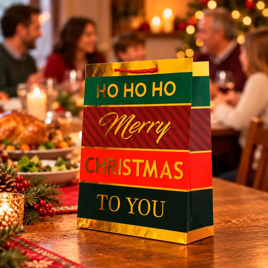 Bolsas de Regalo Navideñas Lluvia Rayas Navidad 12 Pzas 42cm