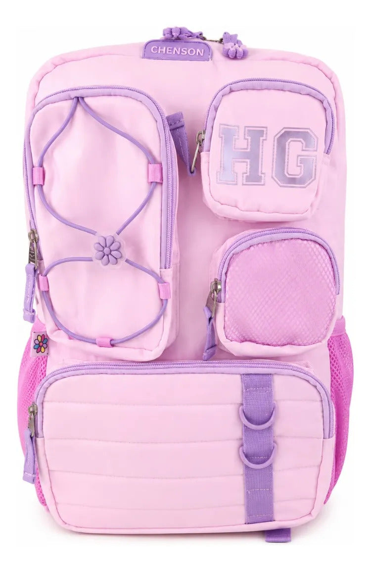 Mochila Chenson Happy Girl Con 5 Compartimientos Rosa