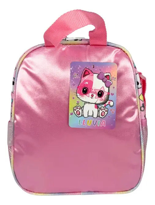 Mochila Primaria Set 3 Piezas Marca Lluvia Gato Con Lentes