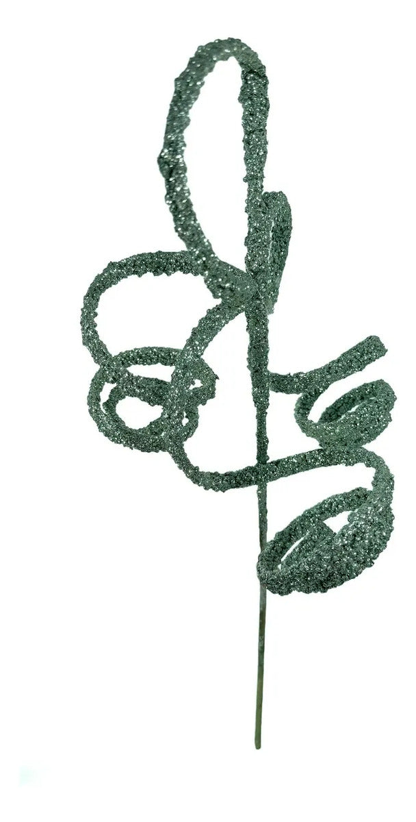 Vara Navideña Lluvia Verde Claro con Curlis y Glitter