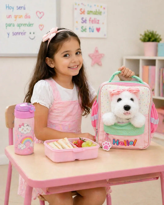 Lonchera Primaria Lluvia Con Perrito 3d Desmontable Adorable