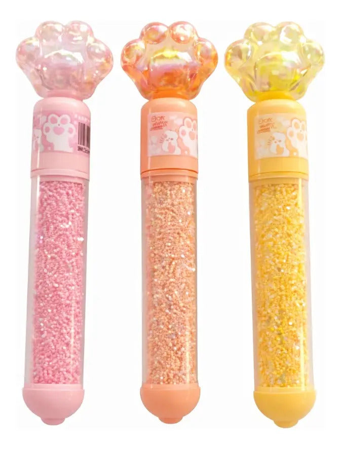 Marcatextos Kawaii 6 Piezas Tapa Figura Huellita Gliter