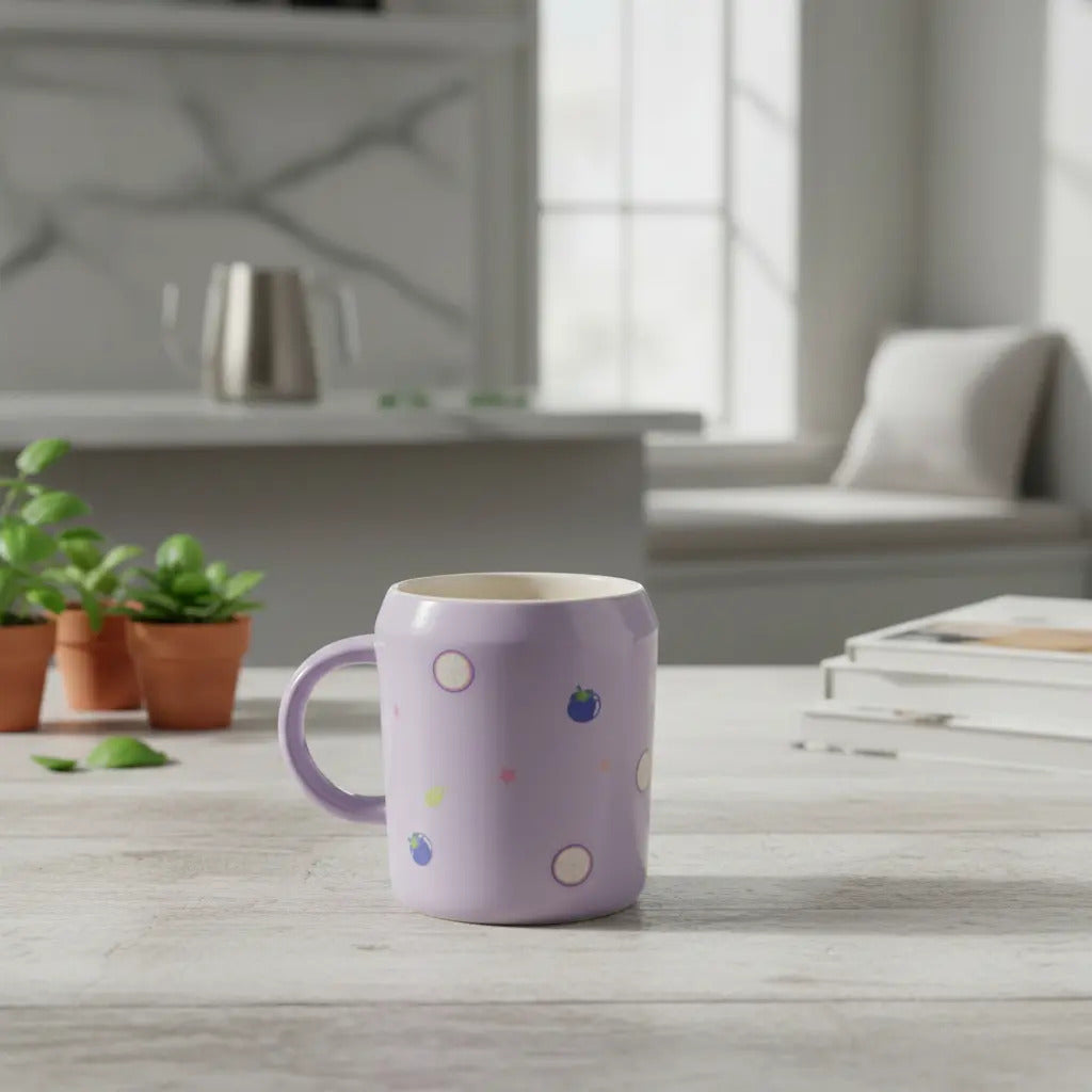 Taza Frutal Con Tapa Y Popote De Cristal 400 Ml