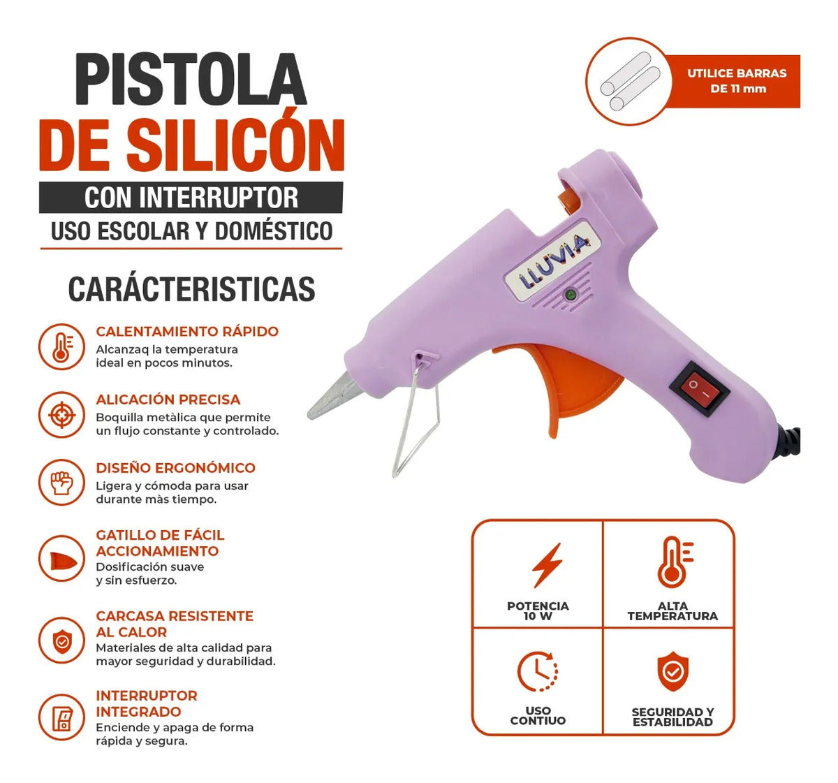 Pistola De Silicón Lluvia Con Interruptor Para Decoración