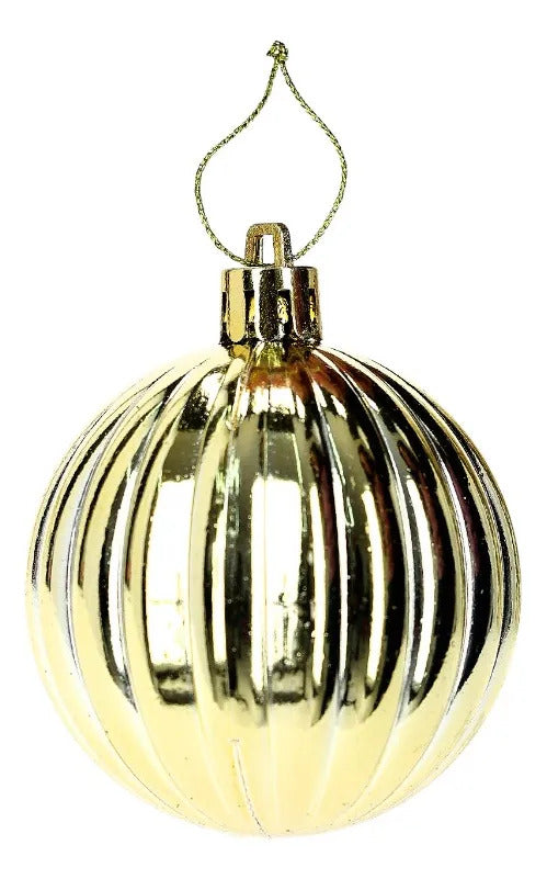 Set Esferas Lluvia Dorado 30 Piezas 6 Cm Acabados Variados