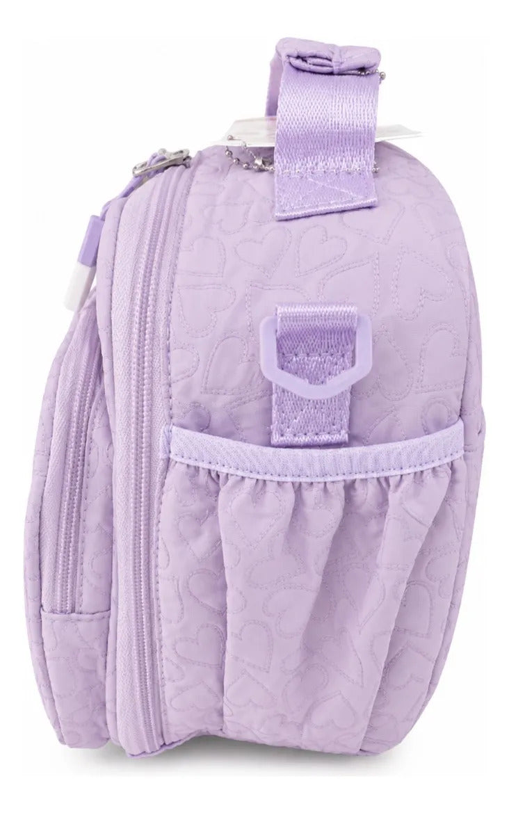 Lonchera Elegante Lluvia Con Corazones En Relieve Color Lila