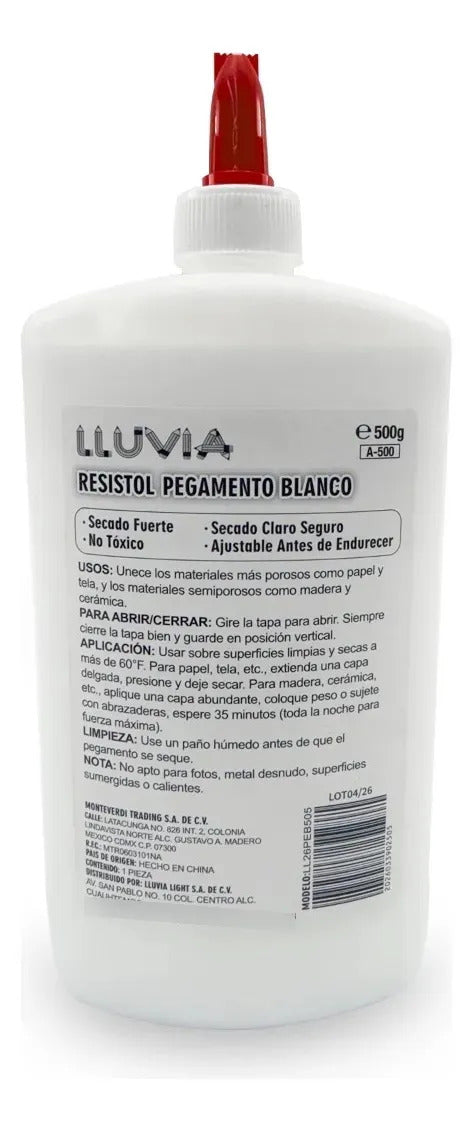 Resistol Blanco Lluvia 500 G Pegamento Escolar Lavable