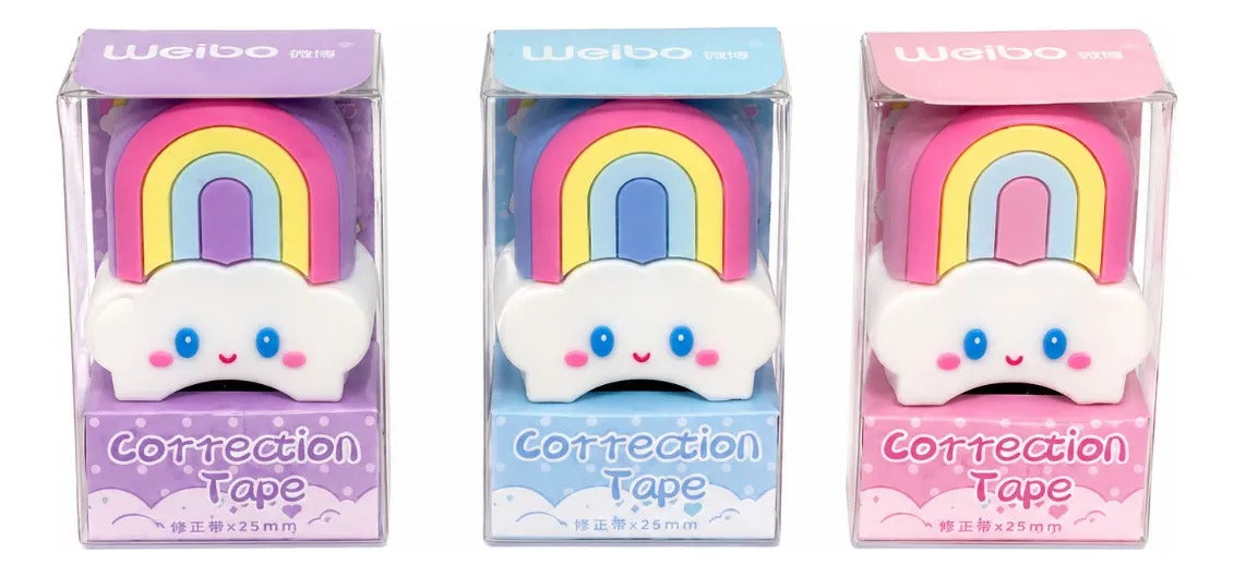 Corrector En Cinta Weibo Arcoíris Kawaii Morado Tierno