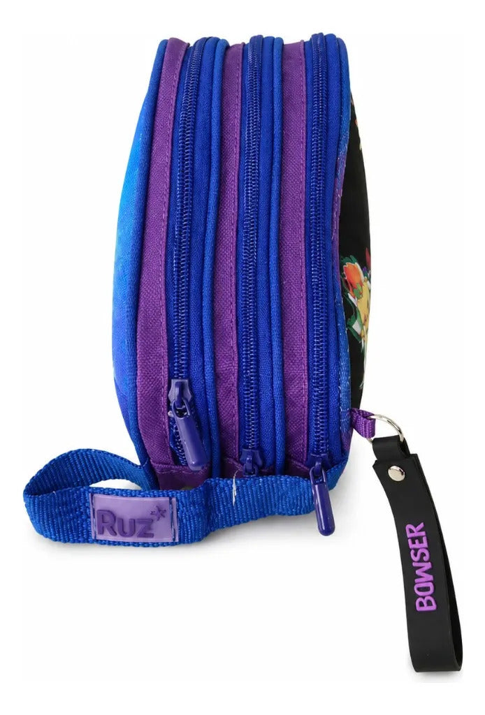 Lapicera Escolar Ruz Bowser Azul Triple Compartimento