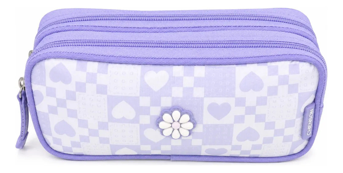 Lapicera Chenson Happy Girl Dos Cierres Color Lila Pastel