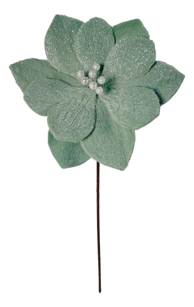 Nochebuena Lluvia Poinsettia Verde Matcha Glitter