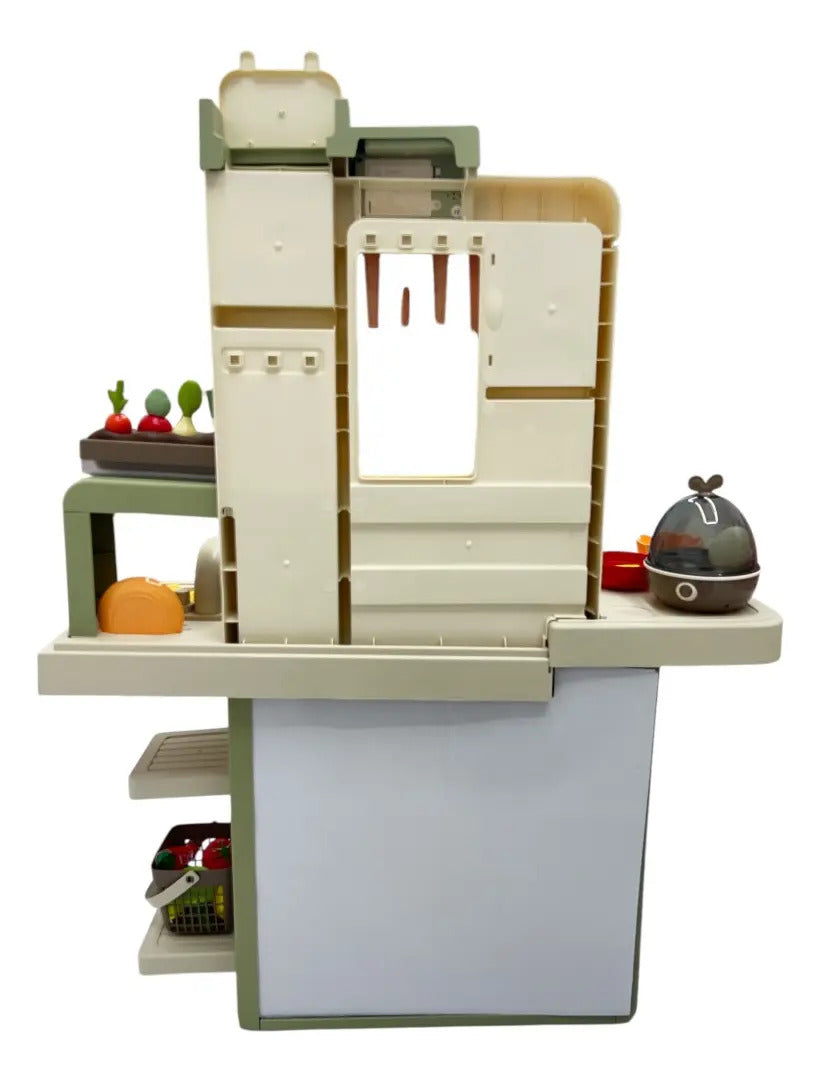 Cocina Infantil Marca Candy Toys Verde Olivo 88 Piezas