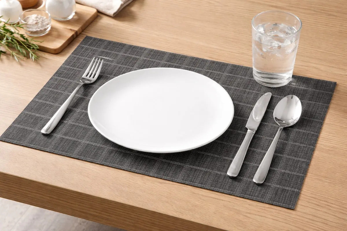 Manteles Individuales Set 6 Piezas Dos Colores Gris Y Cafe