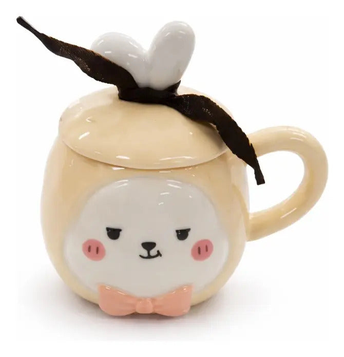Taza Decorativa Conejo Pastel Con Orejas Y Moño 380 Ml