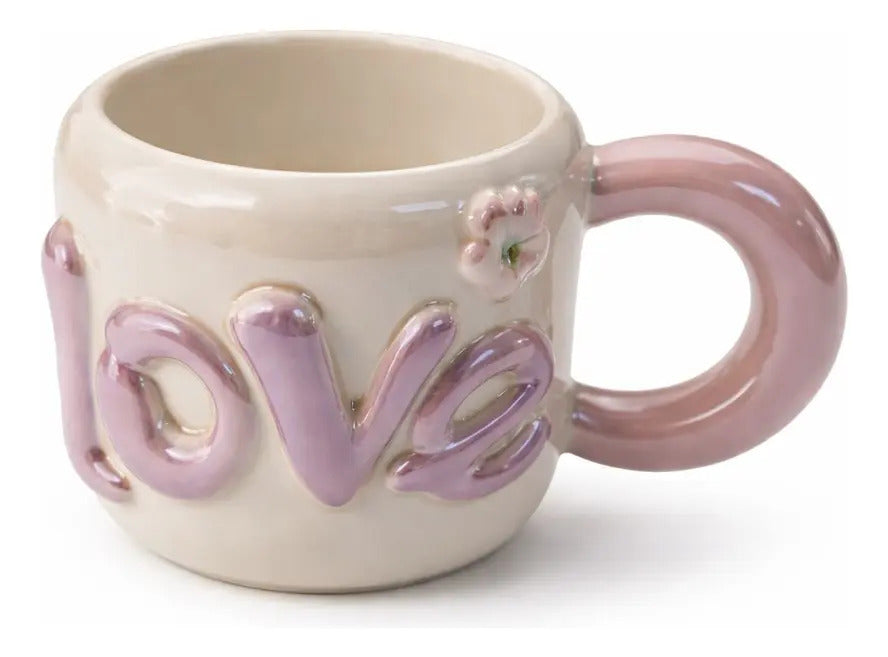 Taza Love De Cerámica Con Diseño Romántico 400 Ml
