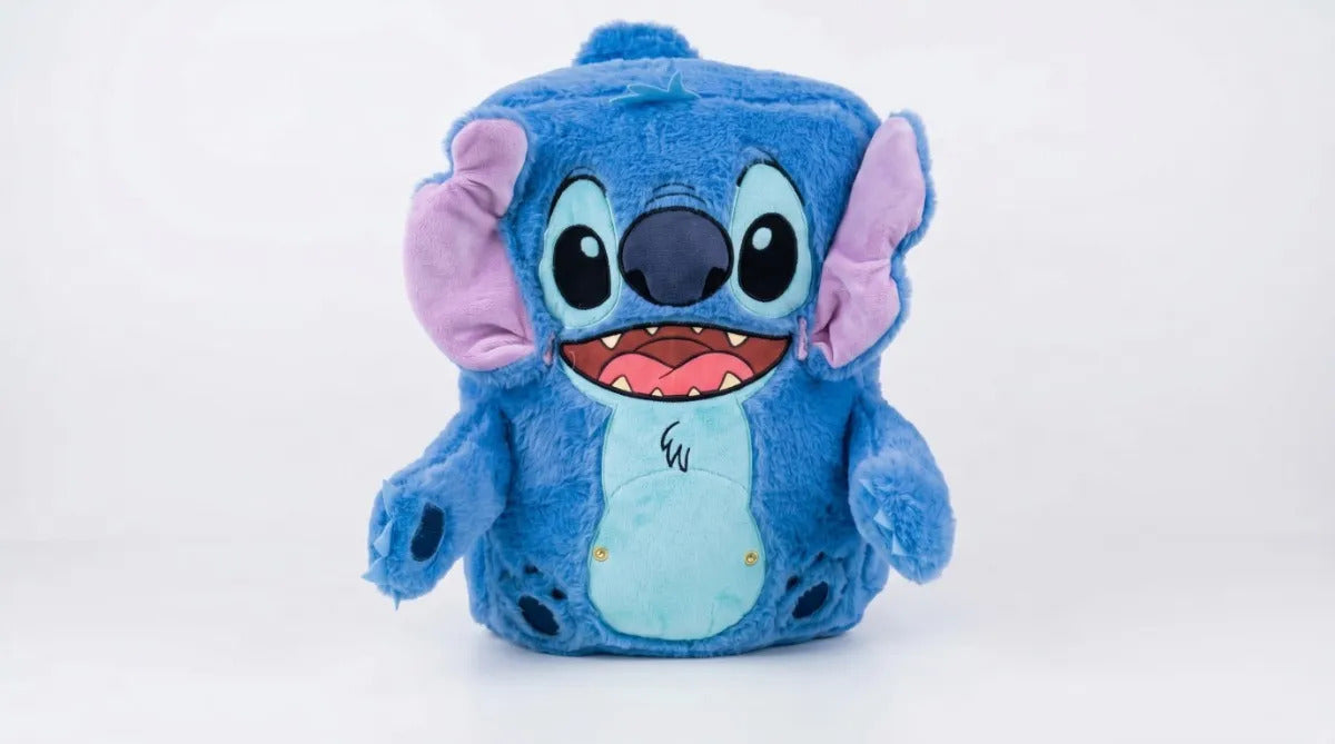 Mochila Afelpada Stitch Yadatex Con Bolsito Desmontable