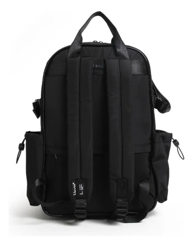 Mochila Lluvia Juvenil Negra Satinado Estilo Kawaii Urbana