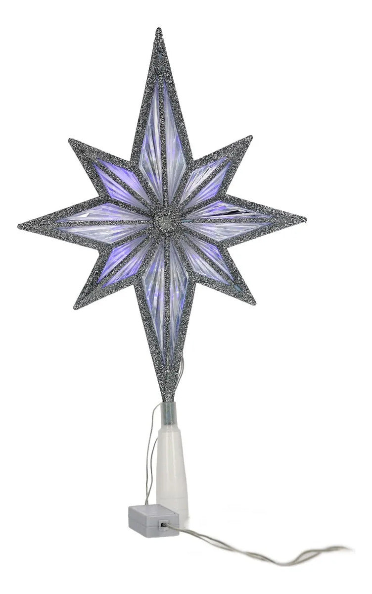 Punta Navideña Lluvia Estrella con Glitter y Luz Fria 30 cm