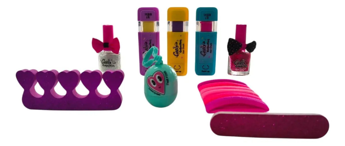 Set Para Mechas Y Uñas Candy Toys 14 Pzas Con Gloss Y Ligas