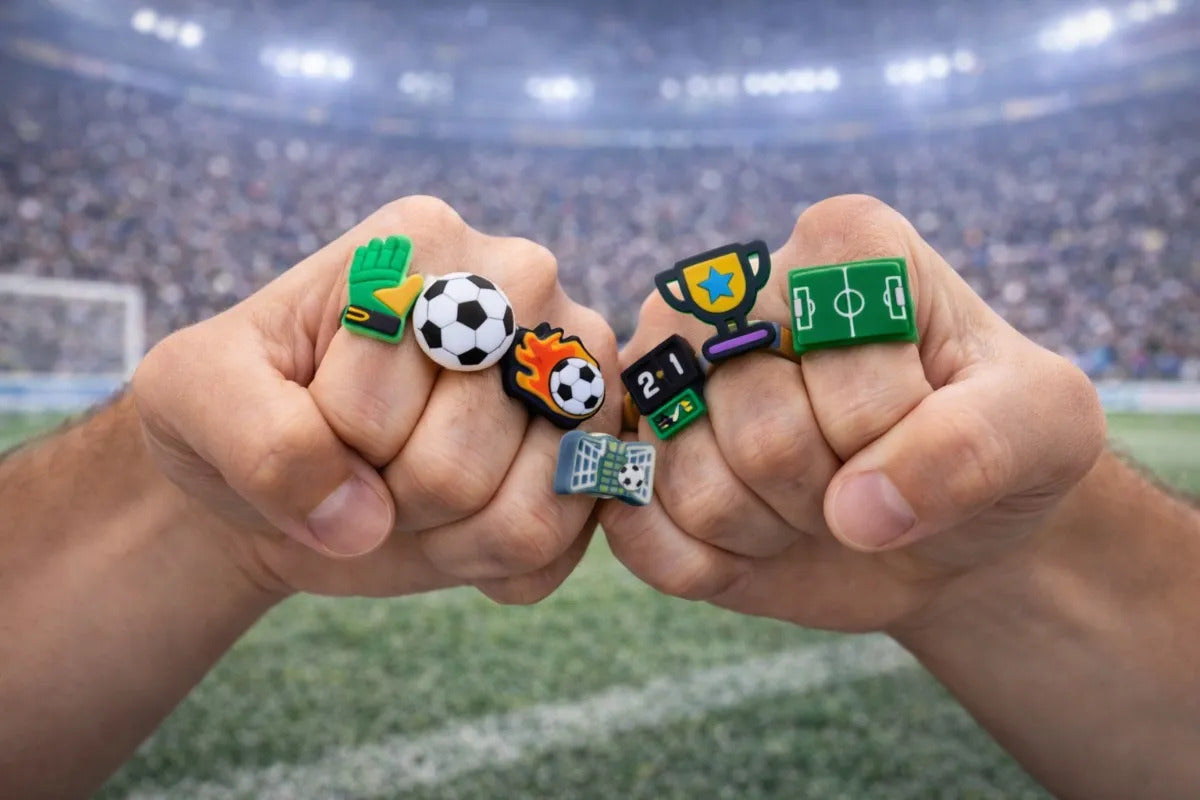 Set Anillos Fútbol 24 Piezas Lluvia Con Luz Led Rojo Y Azul