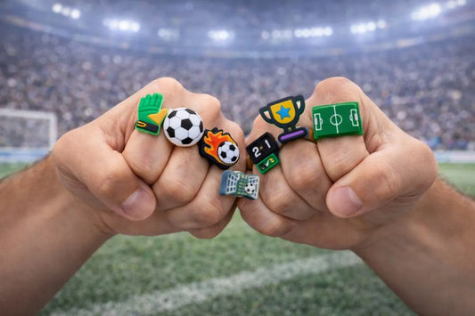 Set Anillos Fútbol 24 Piezas Lluvia Con Luz Led Rojo Y Azul