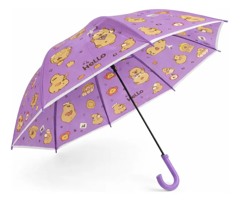 Paraguas Infantil Diseño Capibara 4 Colores 67 Cm 8 Varillas