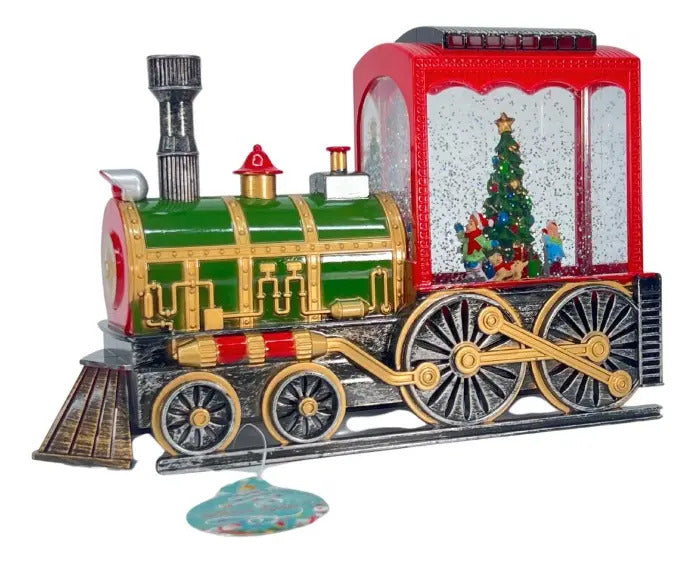 Lámpara Navideña Tren Con Árbol Y Brillos  19x10x22 Cm
