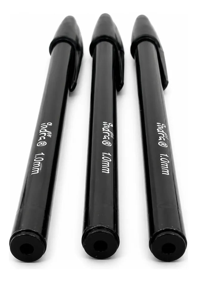 Plumas Indra Escolar Tinta Negra Punta 1.0 Mm Caja 50 Piezas