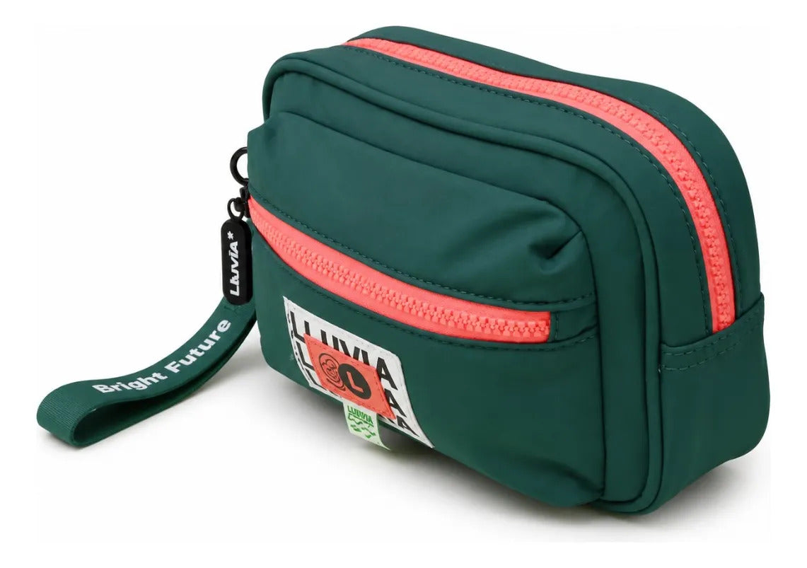 Set Escolar Tres Piezas Lluvia Verde Esmeralda Con Naranja
