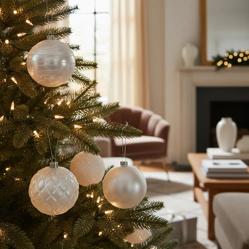 Esferas 30 Piezas Elegancia Invernal Blanca Decorativas