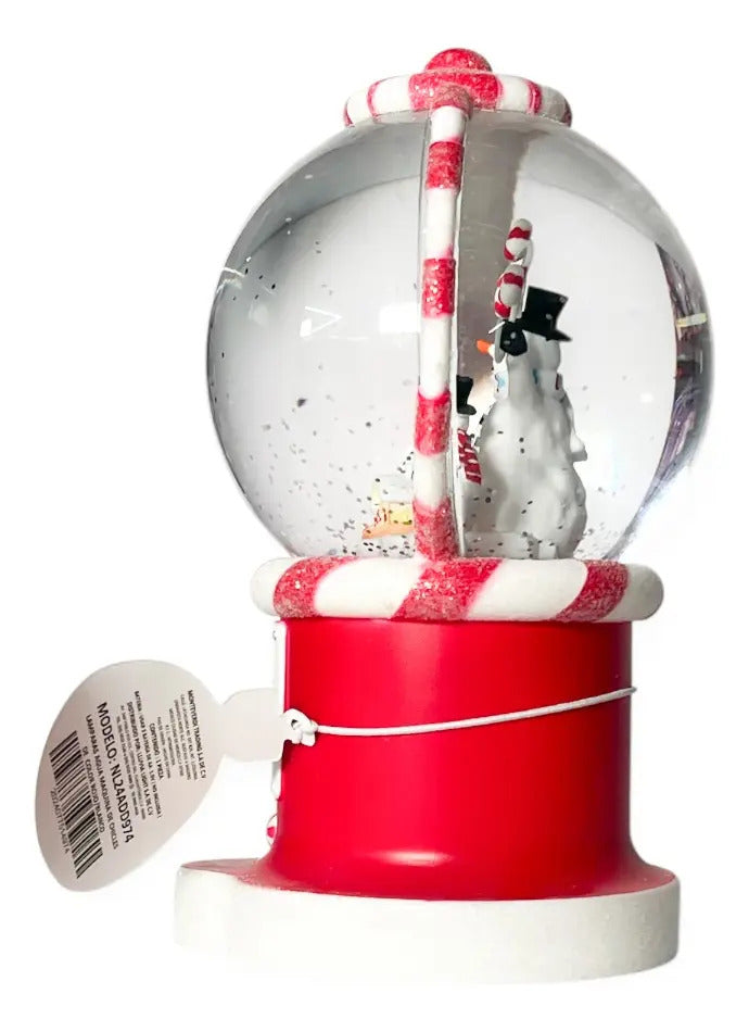 Lámpara Navideña Globo Con Muñecos De Nieve 21x13x8 Cm