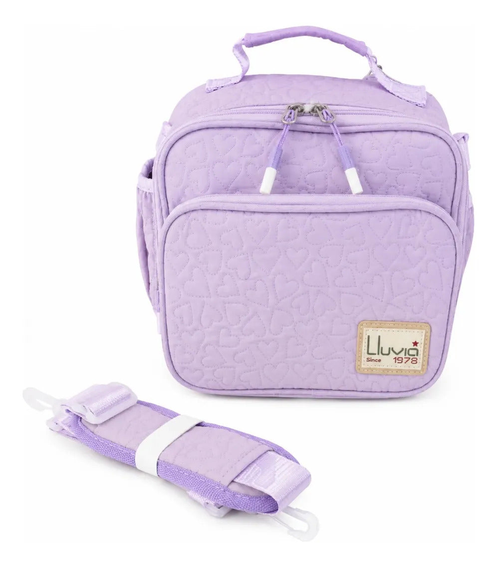 Lonchera Elegante Lluvia Con Corazones En Relieve Color Lila
