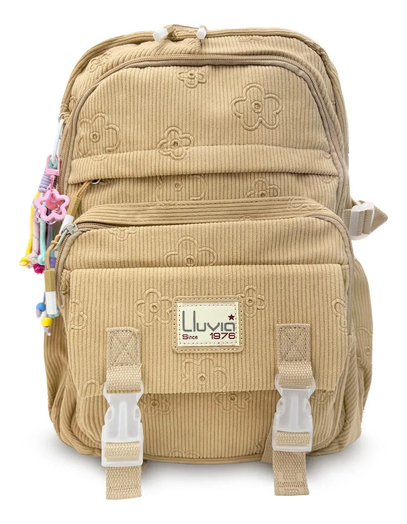 Set Escolar Lluvia Beige con Diseño Floral Texturizado