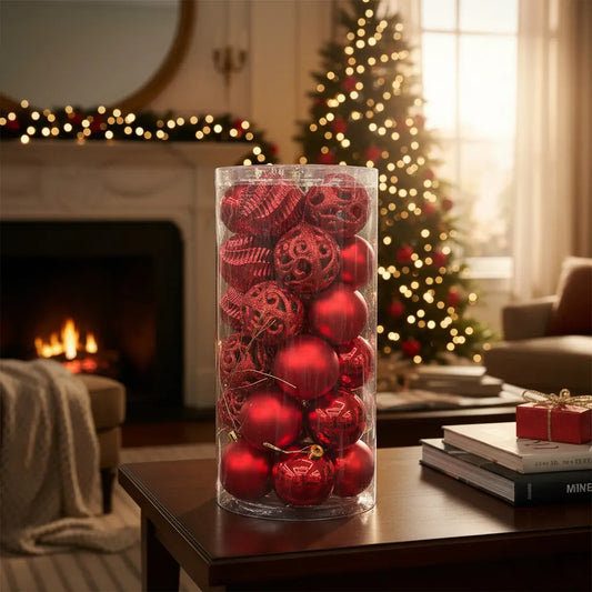 Esferas Navideñas 30 Piezas Rojos Brillantes 6 Cm