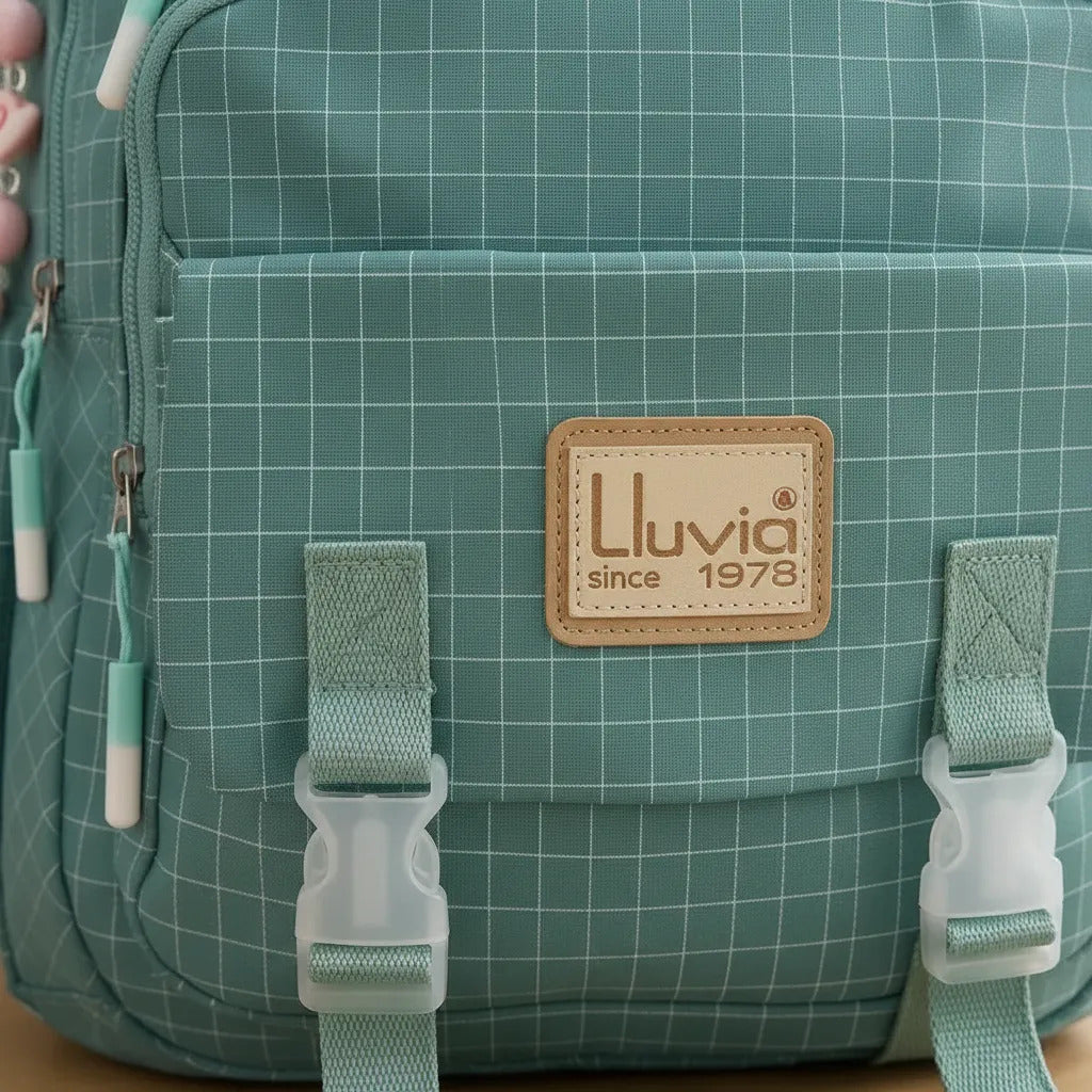 Mochila Juvenil Marca Lluvia Verde Menta Con Estilo Fresco