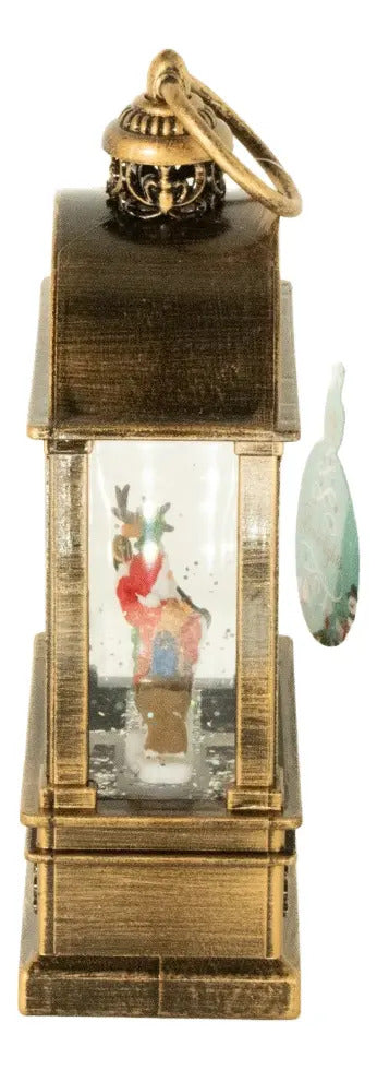Lampara Forma Farol Navideño Con Santa Y Reno 19x10x12 Cm