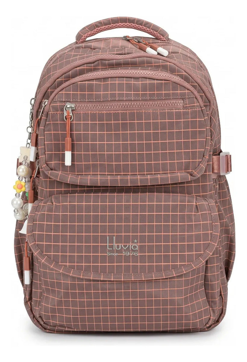Set 3 Piezas Lluvia Rosa Cuadros Mochila Lonchera Lapicera