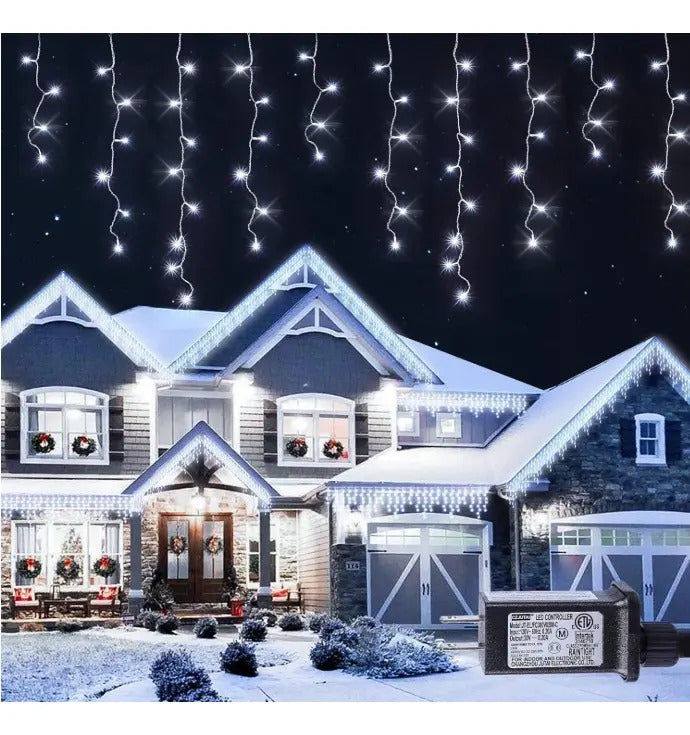 Serie Cascada Navideña 200 Luces 4 M Led Luz Blanca Fria