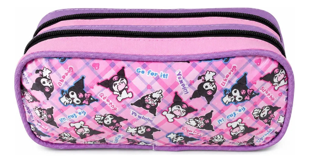 Lapicera Ruz Kuromi 3d Color Lila Y Rosa Doble Compartimento