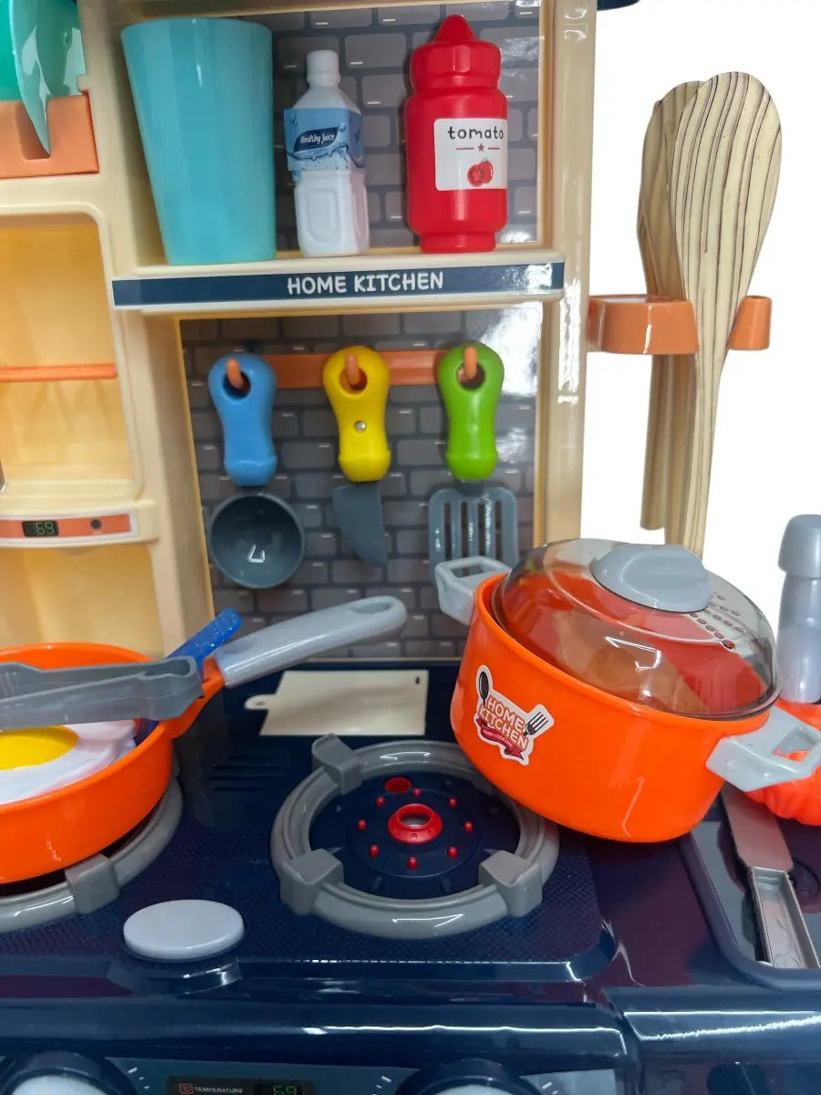 Cocina Pequeña Marca Candy Toys Azul Con 42 Piezas