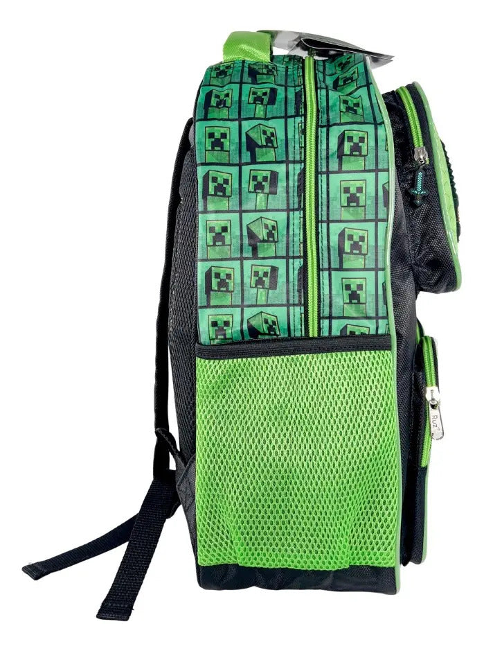 Paquete 3 Piezas Mochila Minecraft Ruz Verde Primaria