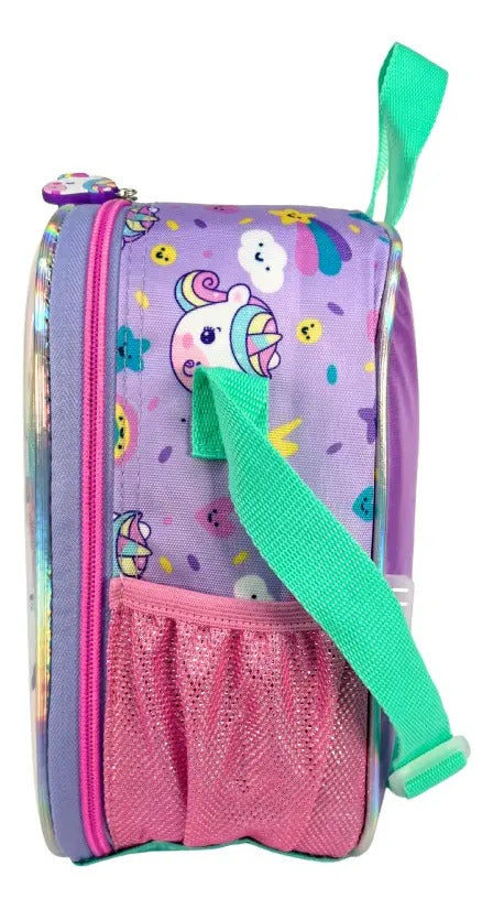 Mochila Primaria Set 3 Piezas Marca Lluvia Unicornio Burbuja