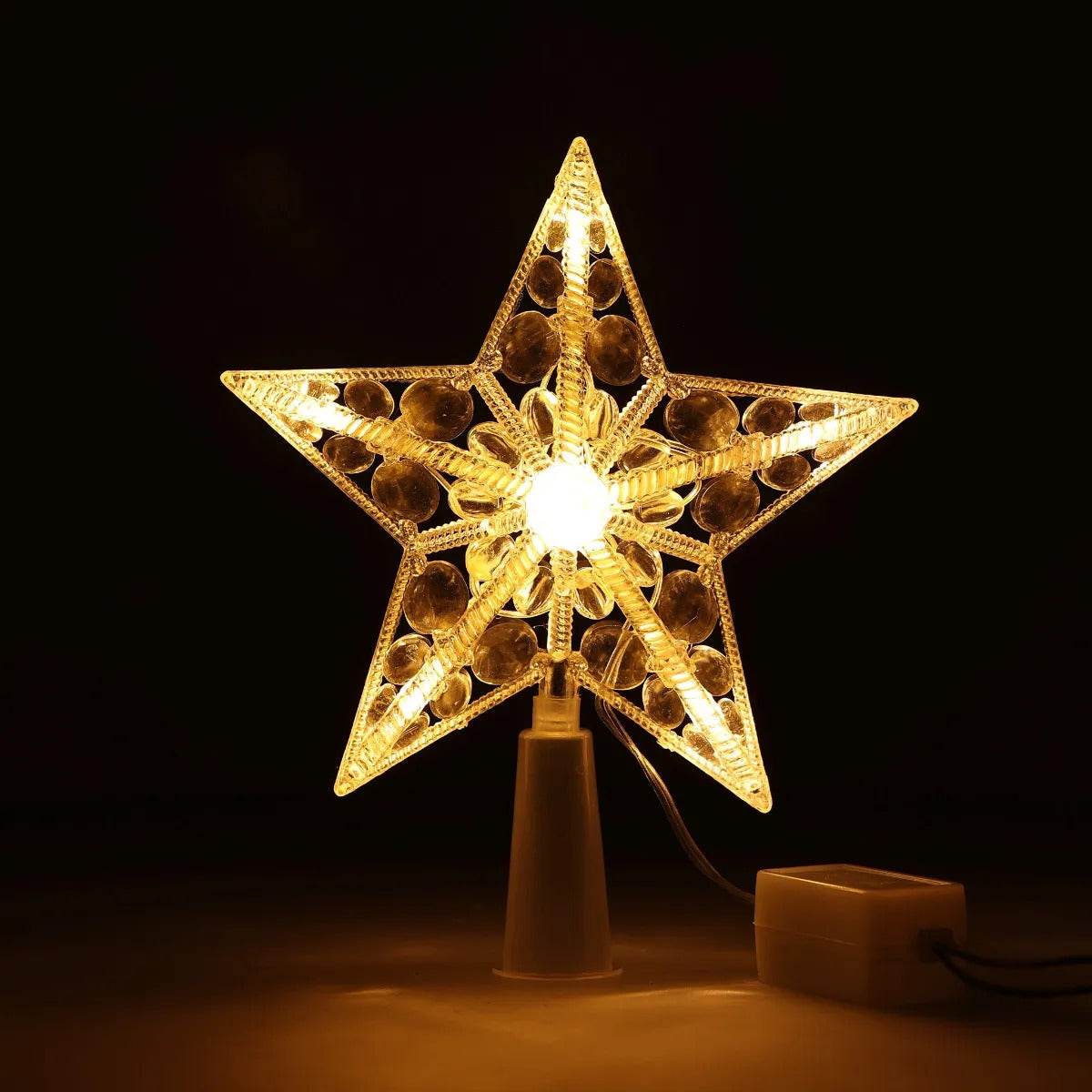 Estrella JL Con Piedras Brillantes Luz Mágica Cálida 15 Cm